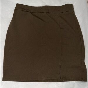 Women's Brown/Green Stretch Mini Skirt